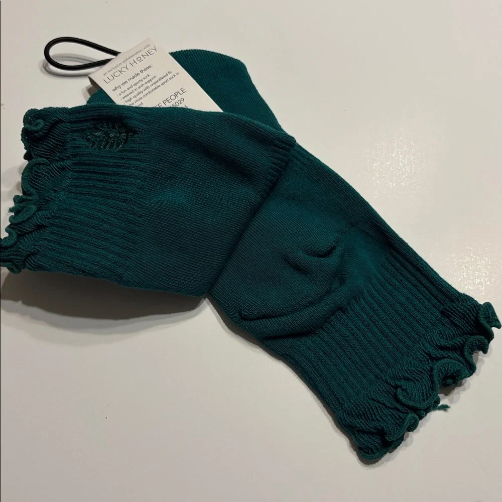 Free People x Lucky Honey Movement Classic Ruffle Sport Socks in Green